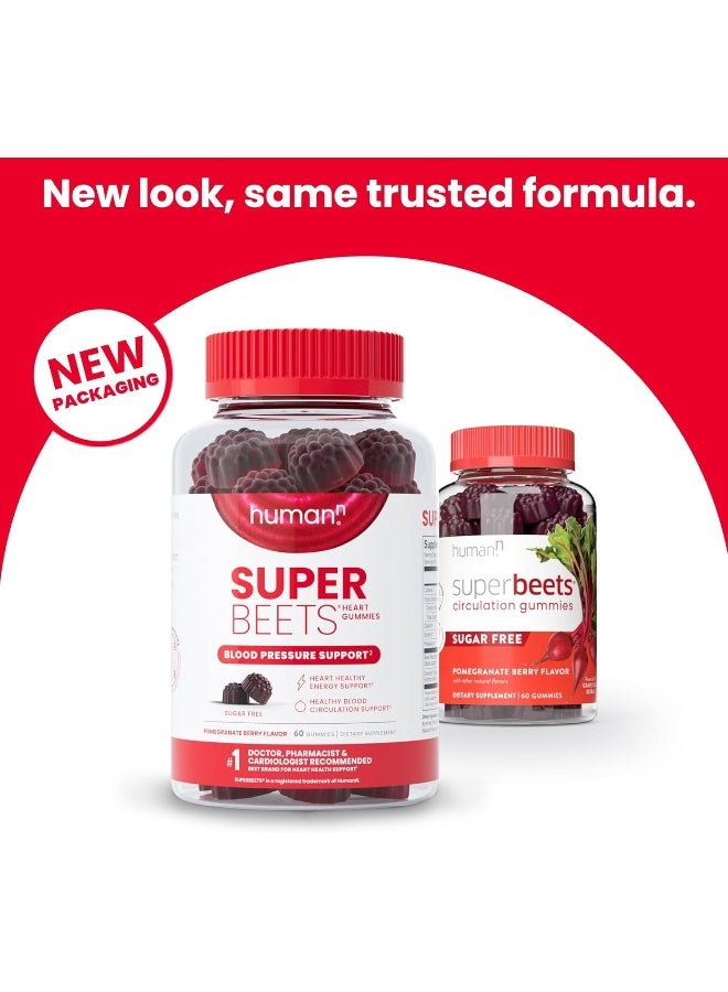 humanN SuperBeets Heart Gummies - Beet Gummy with Energy Support, Grape Seed Extract & Beetroot Powder, Sugar Free - Pomegranate Berry Flavor, 60 Count - Image 2
